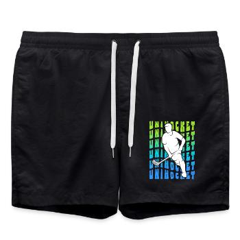 Floorball Innebandy Salibandy Unihockey Kinder - Badeshorts - Schwarz - Vorne - AI Model Male 185 light (185cm)