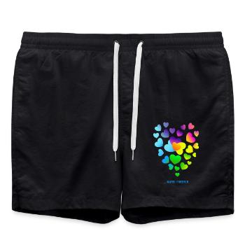 Herzen bunte Herzen Herzen Haufen - Badeshorts - Schwarz - Vorne - AI Model Male 185 light (185cm)