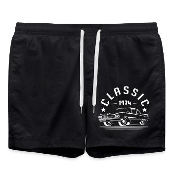 Klassisch 1974. - Badeshorts - Schwarz - Vorne - AI Model Male 185 light (185cm)