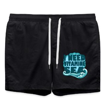 I Need Vitamin Sea – Perfekt für Meeresliebhaber - Badeshorts - Schwarz - Vorne - AI Model Male 185 light (185cm)