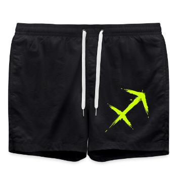 Schütze Sternzeichen Sagittarius Symbol Gelb Neu - Badeshorts - Schwarz - Vorne - AI Model Male 185 light (185cm)