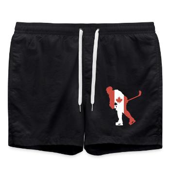 Drapeau du Canada joueur de hockey - Short de bain - noir - Devant - AI Model Male 185 light (185cm)