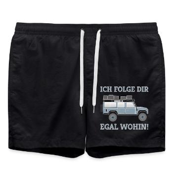 Dachzelt Offroad 4x4 Reisefahrzeug T-Shirt - Badeshorts - Schwarz - Vorne - AI Model Male 185 light (185cm)