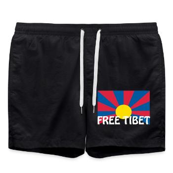 free tibet flagge - Badeshorts - Schwarz - Vorne - AI Model Male 185 light (185cm)