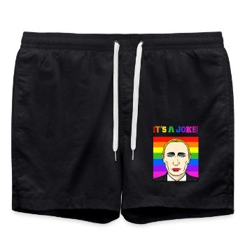 Spöttischer Putin Regenbogenfahne - Badeshorts - Schwarz - Vorne - AI Model Male 185 light (185cm)