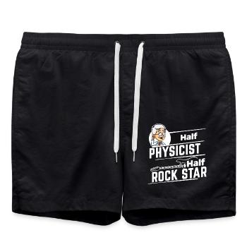 Half Physicist, half Rock Star - Physiker Gitarre - Badeshorts - Schwarz - Vorne - AI Model Male 185 light (185cm)