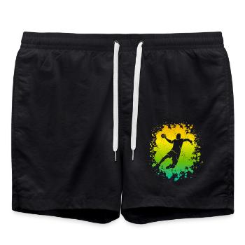 Handballer Handball Jungen Kinder Handballspieler - Badeshorts - Schwarz - Vorne - AI Model Male 185 light (185cm)