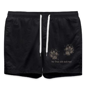 Der freut sich doch nur! - Badeshorts - Schwarz - Vorne - AI Model Male 185 light (185cm)