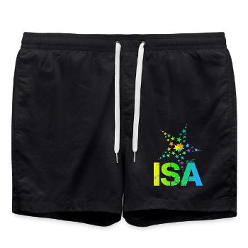 Isa Geburtstag Isabell - Badeshorts - Schwarz - Vorne - AI Model Male 185 light (185cm)