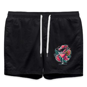 Flamingo Cocktail Logo - Short de bain - noir - Devant - AI Model Male 185 light (185cm)