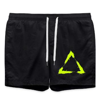 Symbol Dreieck Bürste Design Neu Gelb - Badeshorts - Schwarz - Vorne - AI Model Male 185 light (185cm)