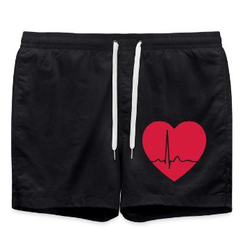 Herzschlag-EKG-Linie Medizinischer Pulswellen-Ikon-Vektor - Badeshorts - Schwarz - Vorne - AI Model Male 185 light (185cm)