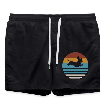 Dackel Dackel hund Silhouette Retro Geschenk - Badeshorts - Schwarz - Vorne - AI Model Male 185 light (185cm)