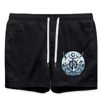 Anchor Steering Wheel Logo - Swim Trunks - black - Front - AI Model Male 185 light (185cm)