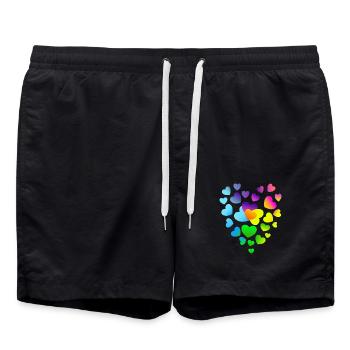 Herz Herzen bunte Herzen - Badeshorts - Schwarz - Vorne - AI Model Male 185 light (185cm)