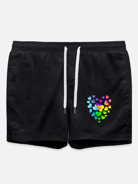 Herz Herzen bunte Herzen - Badeshorts - Schwarz