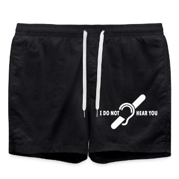 Ich höre dich nicht. Gehörloses, schwerhöriges Logo - Badeshorts - Schwarz - Vorne - AI Model Male 185 light (185cm)