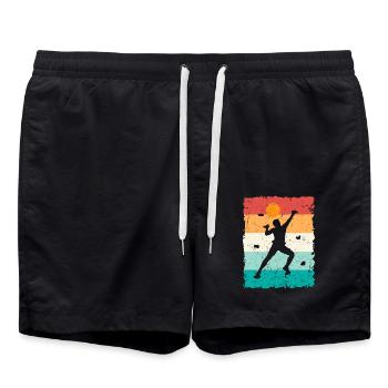 Boulder Klettern Bouldern Kletterer Bergsteiger - Badeshorts - Schwarz - Vorne - AI Model Male 185 light (185cm)