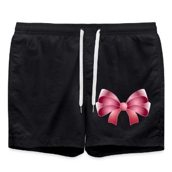 Elegante Schleife in rosa - Badeshorts - Schwarz - Vorne - AI Model Male 185 light (185cm)