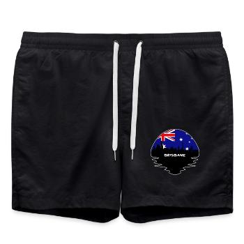 Brisbane Australien Flagge Skyline Silhouette Reisen - Badeshorts - Schwarz - Vorne - AI Model Male 185 light (185cm)