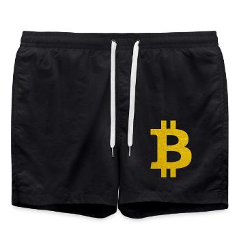 Goldener Bitcoin Symbol Shirt - Badeshorts - Schwarz - Vorne - AI Model Male 185 light (185cm)