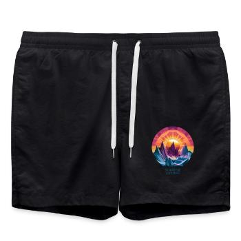 Sunrise Over Peaks - Swim Trunks - black - Front - AI Model Male 185 light (185cm)
