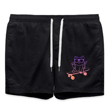 Skateboarder Katze Skaten Skateboard - Badeshorts - Schwarz - Vorne - AI Model Male 185 light (185cm)
