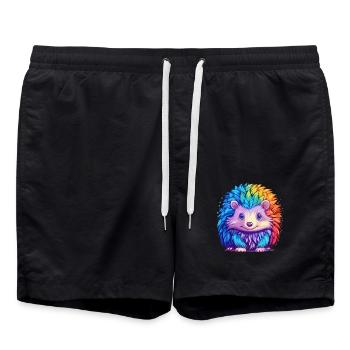 Igel Buntes Aquarell Cartoon Kawaii Tier - Badeshorts - Schwarz - Vorne - AI Model Male 185 light (185cm)