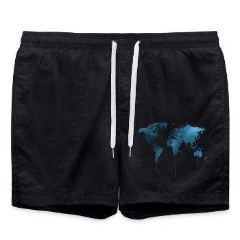 Weltkarte für Reiselustige - Badeshorts - Schwarz - Vorne - AI Model Male 185 light (185cm)
