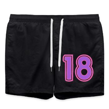 18. 18 JAHRE ALT. 18-JÄHRIGES JUBILÄUM. GEBURTSTAG 18 JAHRE. - Badeshorts - Schwarz - Vorne - AI Model Male 185 light (185cm)