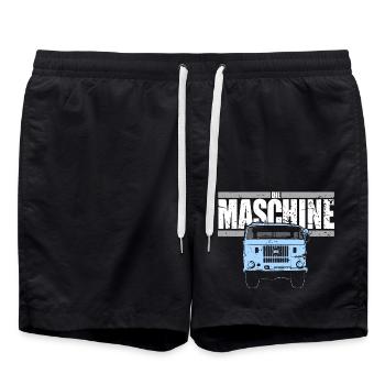 W50 - Die Maschine - Badeshorts - Schwarz - Vorne - AI Model Male 185 light (185cm)