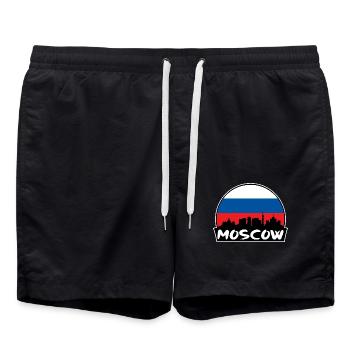 Moskau Russland Flagge Skyline Silhouette Reisen - Badeshorts - Schwarz - Vorne - AI Model Male 185 light (185cm)