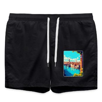 Verona Italy Vintage Travel Poster WPA Souvenir - Swim Trunks - black - Front - AI Model Male 185 light (185cm)