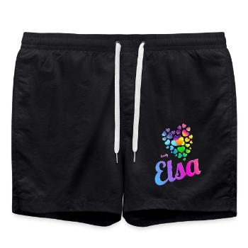 Elsa Geburtstag Elsa - Badeshorts - Schwarz - Vorne - AI Model Male 185 light (185cm)