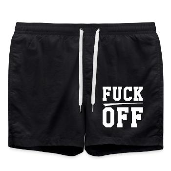 Fuck off - Badeshorts - Schwarz - Vorne - AI Model Male 185 light (185cm)