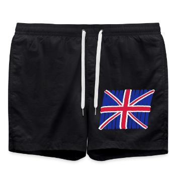 UK GB Flag 3-color - Badeshorts - Schwarz - Vorne - AI Model Male 185 light (185cm)