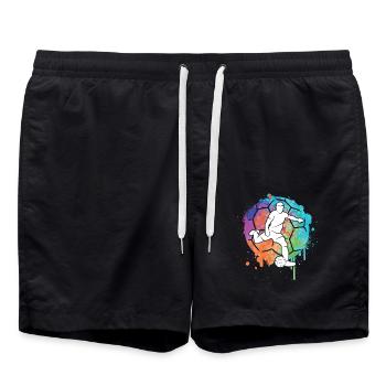 Fußball Fußballer Mädchen Fußballspieler Jungen - Badeshorts - Schwarz - Vorne - AI Model Male 185 light (185cm)