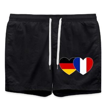 Deutschland Frankreich Flagge Herz - Badeshorts - Schwarz - Vorne - AI Model Male 185 light (185cm)