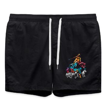 Furchtlose Schleppjagd Reiterin - Badeshorts - Schwarz - Vorne - AI Model Male 185 light (185cm)