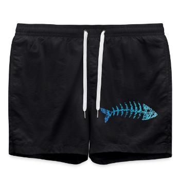 Fisch Gräten Fischskelett Fischgräten Kritzelei - Badeshorts - Schwarz - Vorne - AI Model Male 185 light (185cm)