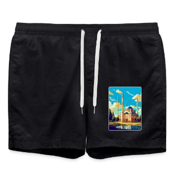 Edirne Turkey Vintage Travel Poster WPA Souvenir - Swim Trunks - black - Front - AI Model Male 185 light (185cm)