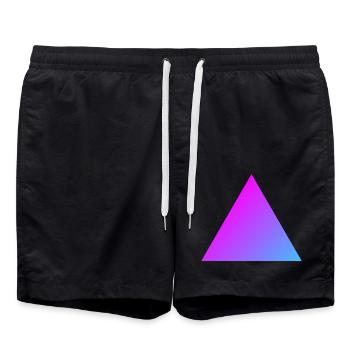 Dreieck Farbig - Badeshorts - Schwarz - Vorne - AI Model Male 185 light (185cm)