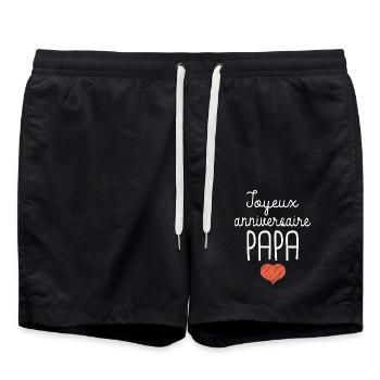 Joyeux Anniversaire Papa Cadeau Humour - Short de bain - noir - Devant - AI Model Male 185 light (185cm)