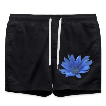 Wegwarte blaue Blume Zichorie lila Blüte - Badeshorts - Schwarz - Vorne - AI Model Male 185 light (185cm)