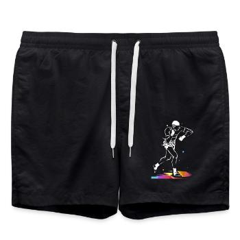 Kraftvoller Muay Thai Kampfsport - Badeshorts - Schwarz - Vorne - AI Model Male 185 light (185cm)