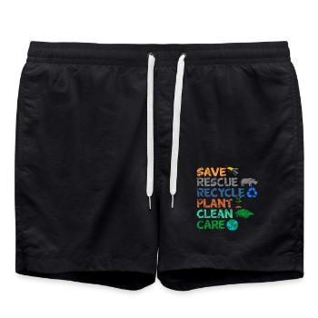 Umweltschützer Grüne Umweltschutz Spruch Öko - Badeshorts - Schwarz - Vorne - AI Model Male 185 light (185cm)