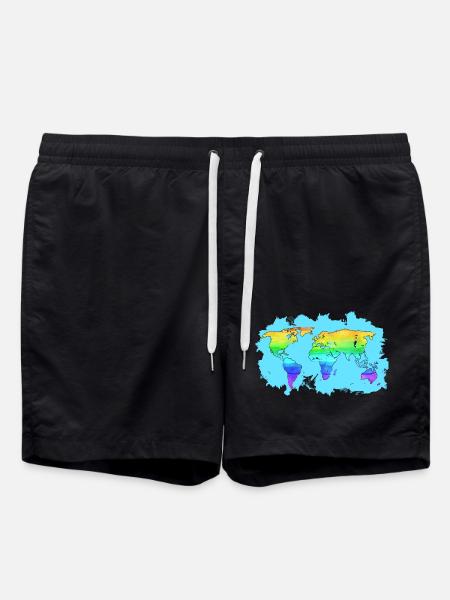 Weltkarte - Badeshorts - Schwarz