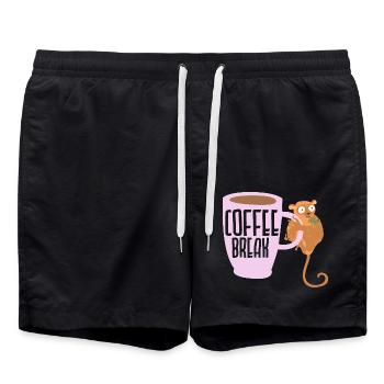 Kaffeepause Tarsierflüsterer Koffeintrinker - Badeshorts - Schwarz - Vorne - AI Model Male 185 light (185cm)