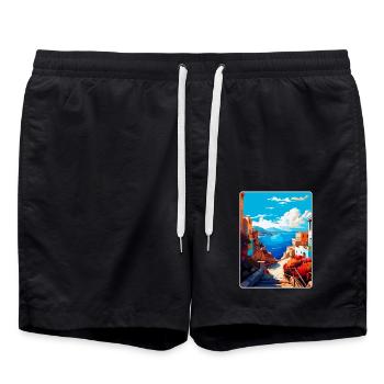 Crète Grèce Affiche de voyage vintage WPA Souvenir - Short de bain - noir - Devant - AI Model Male 185 light (185cm)