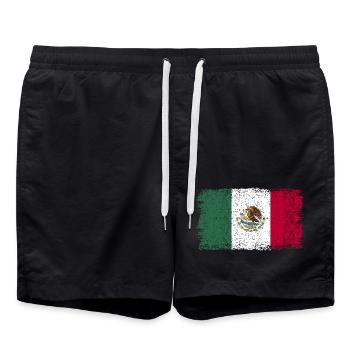 Mexikanische Flagge Mexiko Mexikoflagge - Badeshorts - Schwarz - Vorne - AI Model Male 185 light (185cm)